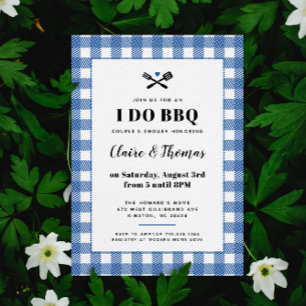 Invitation I Do BBQ Tissu à carreaux Picnic Bleu
