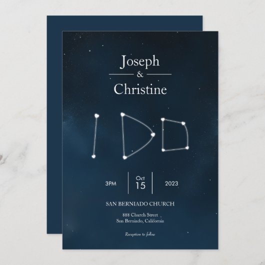 Invitation I DO Mariage de constellation (Devant / Derrière)
