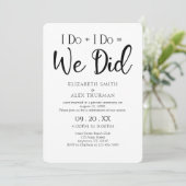 Invitation I Do = Nous Avons Fait Mariage Elopement Invitatio (Debout devant)