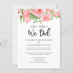 Invitation I Do = Nous Avons Fait Pink Floral Mariage Elopeme