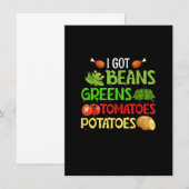 Invitation I Got Beans Greens Potatoes Tomatoes Funny Thanksg (Devant / Derrière)