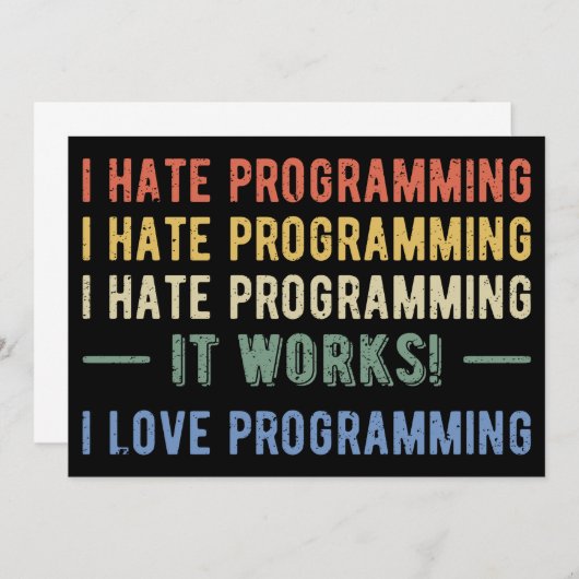 Invitation I Hate Programmation - Drôle Programmeur I (Devant / Derrière)