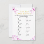 Invitation I love around the world Pink Bridal shower game (Devant)