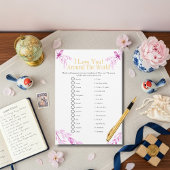 Invitation I love around the world Pink Bridal shower game