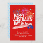 Invitation "I LOVE AUSTRALIA" Australia Day 26 janvier (Devant / Derrière)
