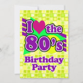 Invitation I Love the 80s Birthday Party (Devant)