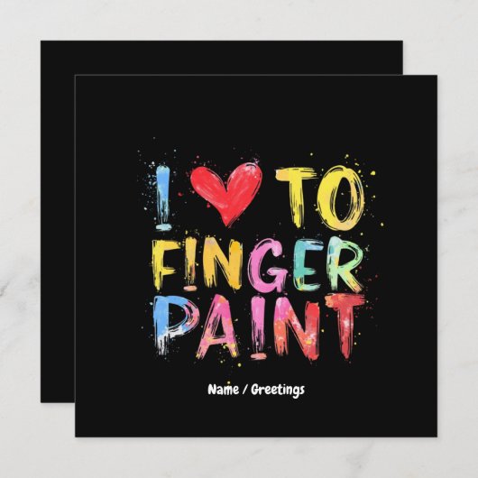 Invitation I Love To Finger Paint Mignonne & Funny Valentine' (Devant / Derrière)