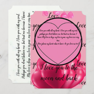 Invitation I love you to the moon and back