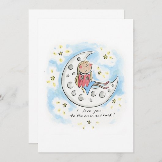 Invitation I love you to the moon and back (Devant / Derrière)