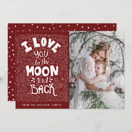 Invitation I Love You to the Moon and Back Red Photo (Devant / Derrière)