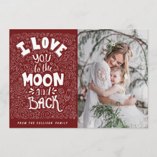 Invitation I Love You to the Moon and Back Red Photo