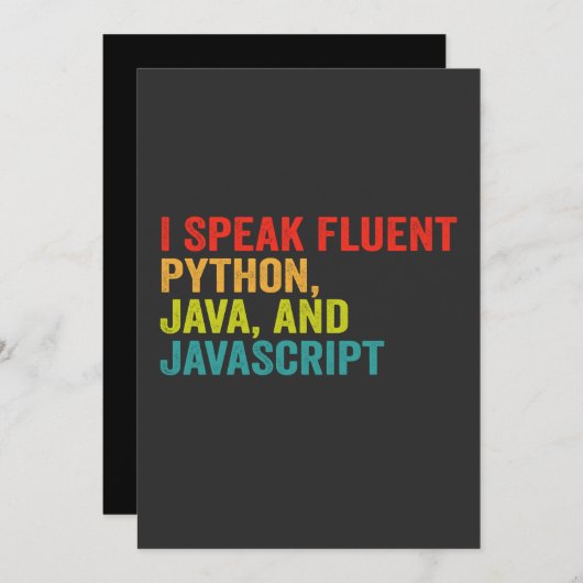 Invitation i Parle Fluent Informatique Langue Funny Coding (Devant / Derrière)