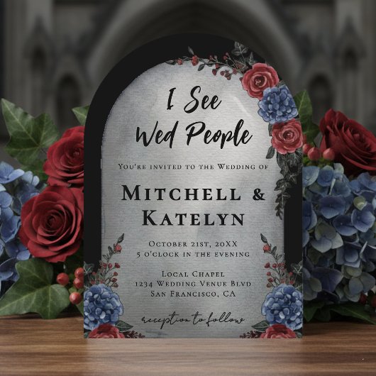 Invitation I See Wed People Headstone Floral Gothic Wedding