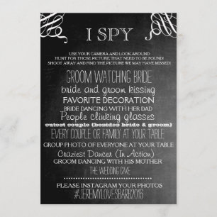 Invitation I Spy Mariage Game Chalkboard Edition
