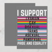 Invitation I Support Lesbian Gay Bisexual Trans Asexual Panse (Devant / Derrière)