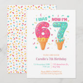 Invitation  I Was 6 Now I’m Ice Cream 7 Birthday (Devant / Derrière)