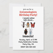 Invitation I Would Rather Talk About Insects Funny Birthday (Devant)