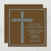 Invitation iBaptism croisé Inviation de garçon de baptême de (Devant / Derrière)