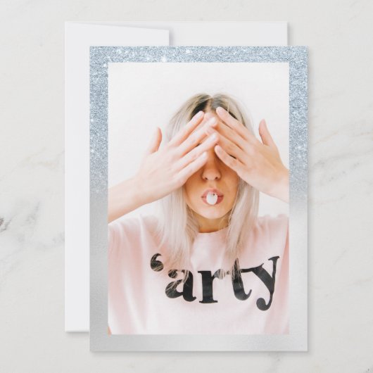 Invitation Ice bleu argent parties scintillant holographique  (Dos)