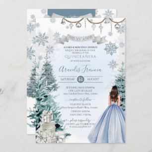 Invitation Ice Bleu Noël Fête hiver Neige Quinceañera