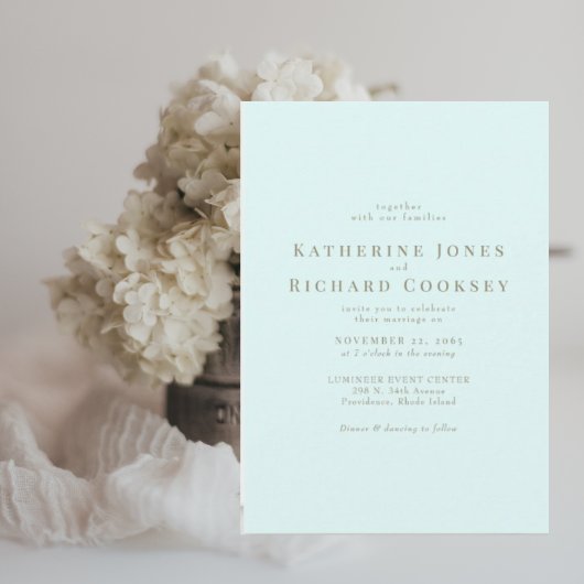 Invitation Ice Blue Gold Texte moderne Aucun parent Mariage