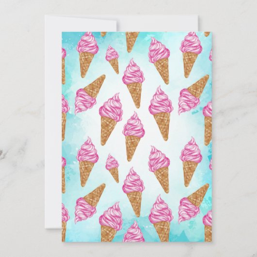 Invitation Ice Cream Cone fête d'été (Dos)