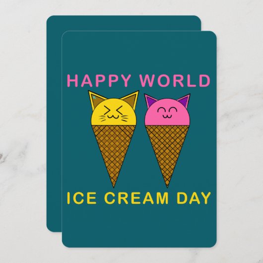 Invitation Ice Cream Day Cats (Devant / Derrière)
