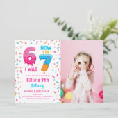 Invitation Ice Cream Donut Six Seven Birthday Photo (Debout devant)