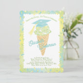 Invitation Ice Cream Graduation Party Green Blue (Debout devant)