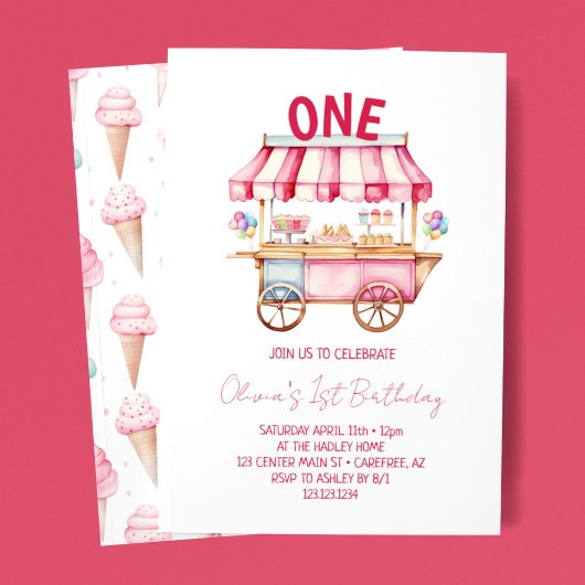 Invitation Ice Cream Kid's 1st Birthday