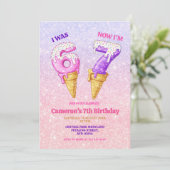 Invitation Ice Cream Pastel Glitter 6-7 Kids Birthday Party (Debout devant)