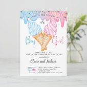 Invitation Ice Cream Scoops Gender Reveal invitation. (Debout devant)