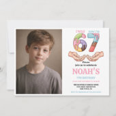 Invitation Ice Cream “Six Seven” 7th Birthday Party for Kids (Devant)