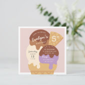 Invitation Ice Cream Sundae Anniversaire de enfant Party (Debout devant)