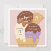 Invitation Ice Cream Sundae Anniversaire de enfant Party (Devant)