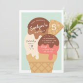 Invitation Ice Cream Sundae Anniversaire de enfant Party (Debout devant)