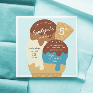 Invitation Ice Cream Sundae Anniversaire de enfant Party