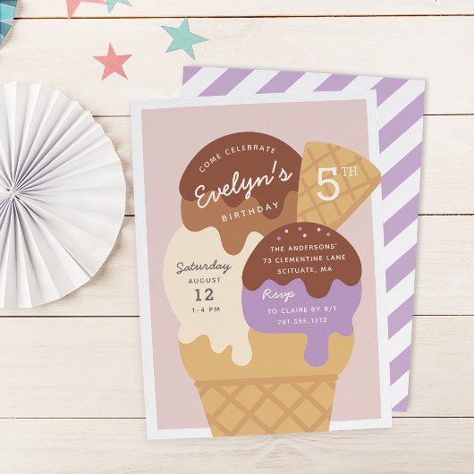 Invitation Ice Cream Sundae Anniversaire de enfant Party