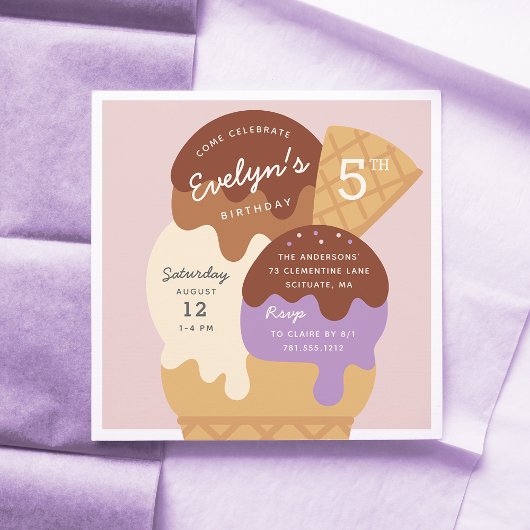 Invitation Ice Cream Sundae Anniversaire de enfant Party