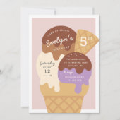 Invitation Ice Cream Sundae Anniversaire de enfant Party (Devant)