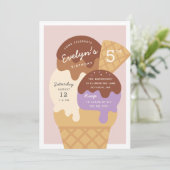 Invitation Ice Cream Sundae Anniversaire de enfant Party (Debout devant)