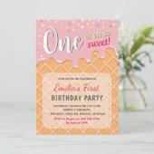 Invitation Ice Cream Sweet Party Girl Premier anniversaire (Debout devant)