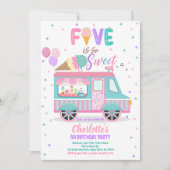 Invitation Ice Cream Truck Five est si doux 5e anniversaire (Devant)
