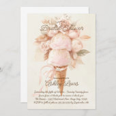 Invitation Ice crème cône boho douche nuptiale or chic (Devant / Derrière)