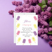 Invitation Ice Crème Cone Scoop Confetti Pink Anniversaire