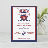 Invitation Ice Hockey Bleu Blanc Anniversaire (Debout devant)