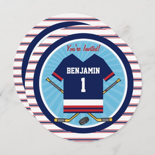 Invitation Ice Hockey Jersey V2 1er anniversaire (Devant / Derrière)