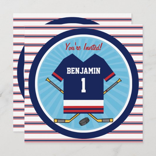 Invitation Ice Hockey Jersey V2 1er anniversaire (Devant / Derrière)