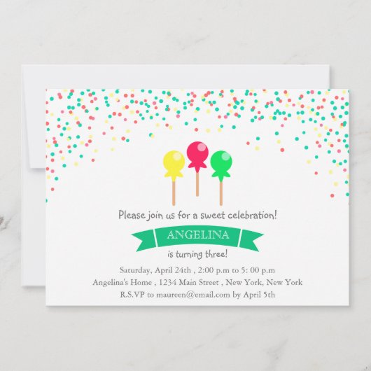 Invitation Ice lollies -invitation de fête d'anniversaire (Devant)