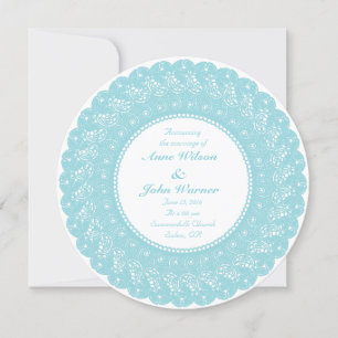 Invitation Ice/menthe bleu élégant en dentelle ronde invitati